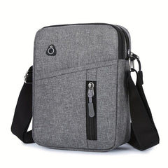 Men's Nylon Crossbody Bag with Earphone Hole Double Layer Shoulder Bag