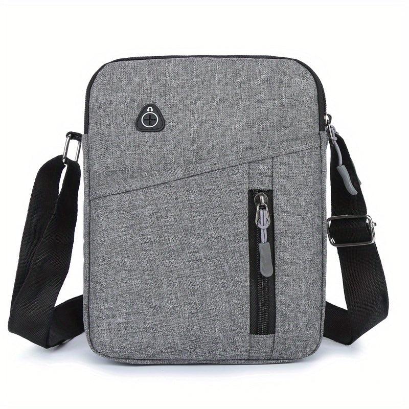 Men's Nylon Crossbody Bag with Earphone Hole Double Layer Shoulder Bag