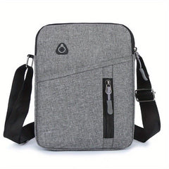 Men's Nylon Crossbody Bag with Earphone Hole Double Layer Shoulder Bag
