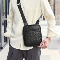 Men's Leather Messenger Bag Crocodile Pattern Chest Bag for Travel Work