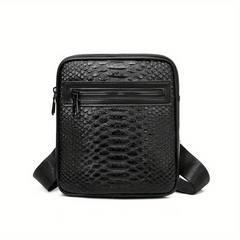 Men's Leather Messenger Bag Crocodile Pattern Chest Bag for Travel Work