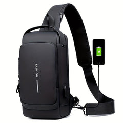 Casual Chest Bag with USB Charging Port and Password Lock