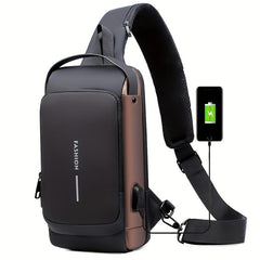 Casual Chest Bag with USB Charging Port and Password Lock