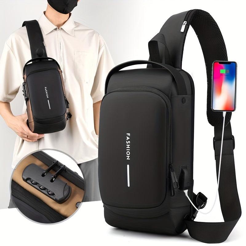 Casual Chest Bag with USB Charging Port and Password Lock