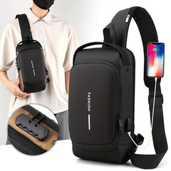 Casual Chest Bag with USB Charging Port and Password Lock