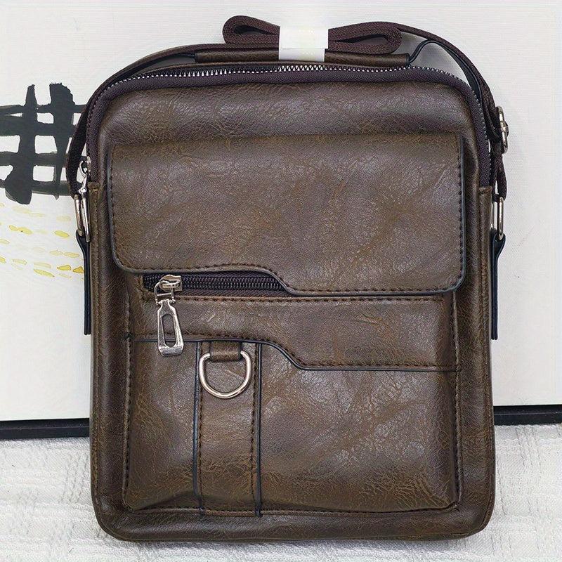 Men's Leather Crossbody Bag Multifunction Diagonal Shoulder Bag
