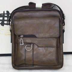 Men's Leather Crossbody Bag Multifunction Diagonal Shoulder Bag