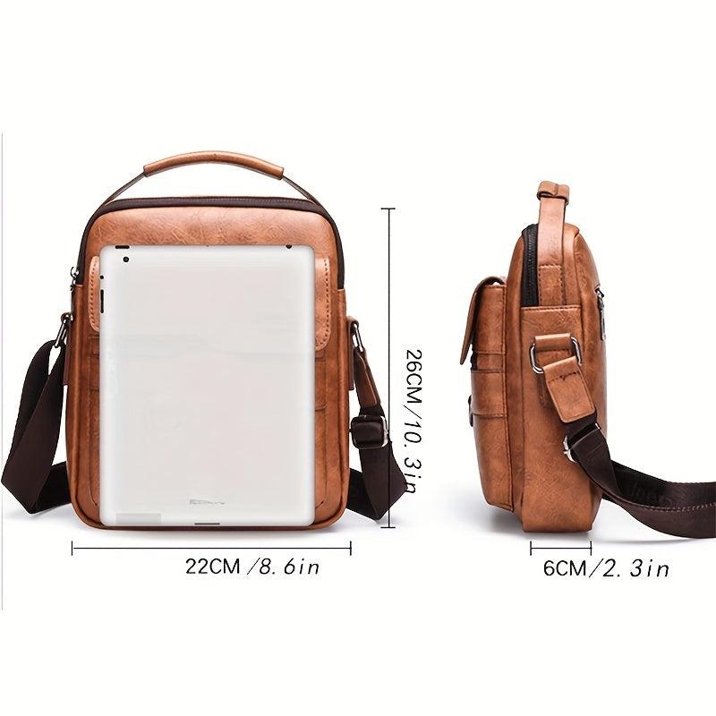 Men's Leather Crossbody Bag Multifunction Diagonal Shoulder Bag