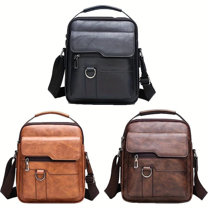 Men's Leather Crossbody Bag Multifunction Diagonal Shoulder Bag
