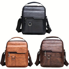 Men's Leather Crossbody Bag Multifunction Diagonal Shoulder Bag