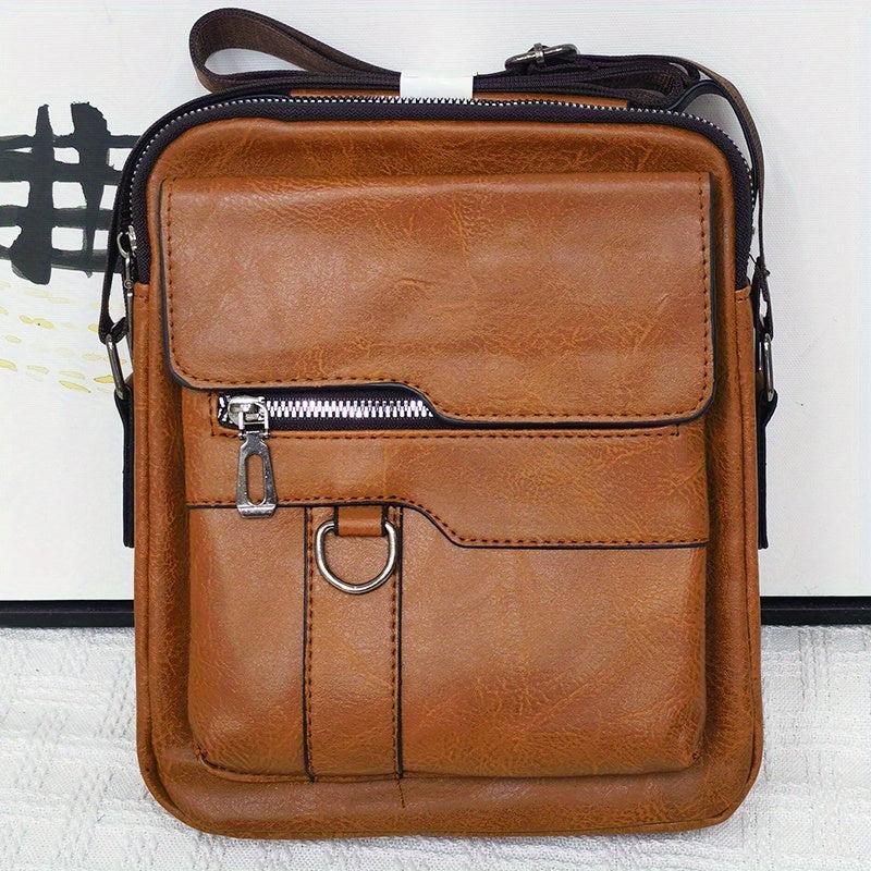 Men's Leather Crossbody Bag Multifunction Diagonal Shoulder Bag