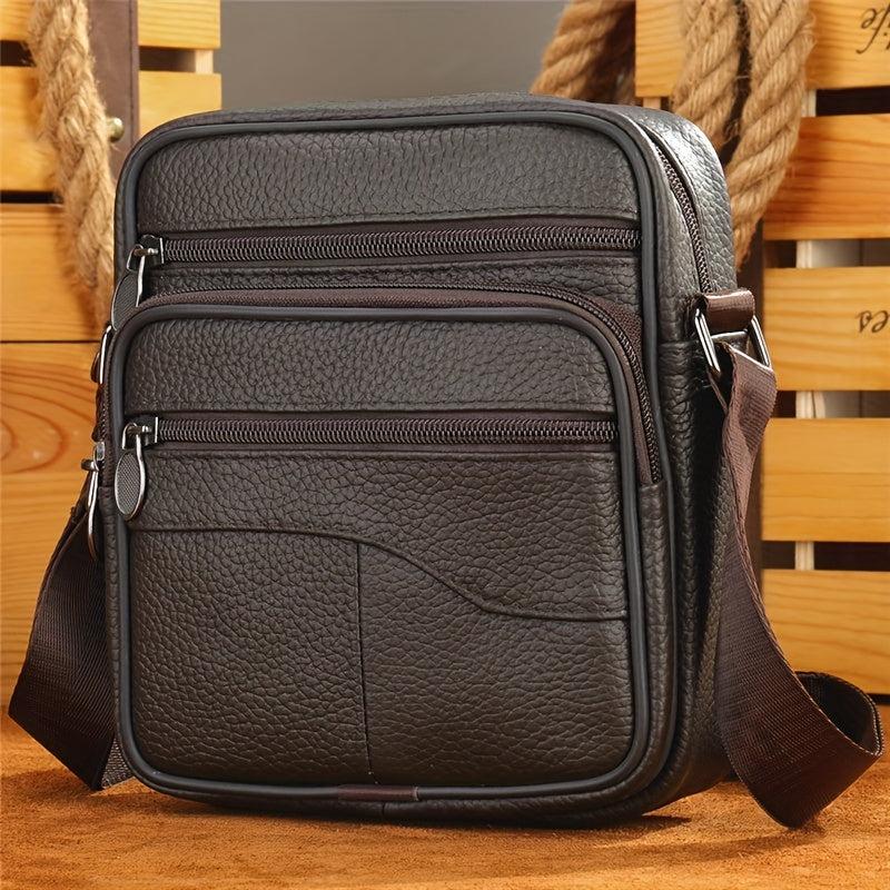 Men's Leather Crossbody Bag Vertical Casual Shoulder Phone Bag