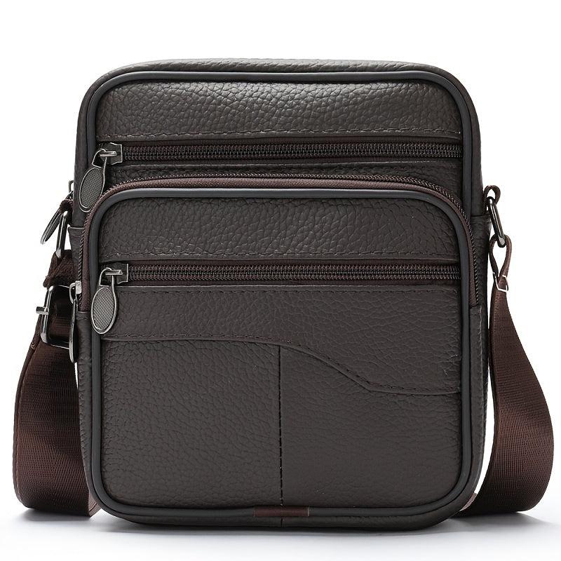 Men's Leather Crossbody Bag Vertical Casual Shoulder Phone Bag