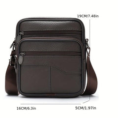 Men's Leather Crossbody Bag Vertical Casual Shoulder Phone Bag
