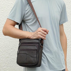 Men's Leather Crossbody Bag Vertical Casual Shoulder Phone Bag