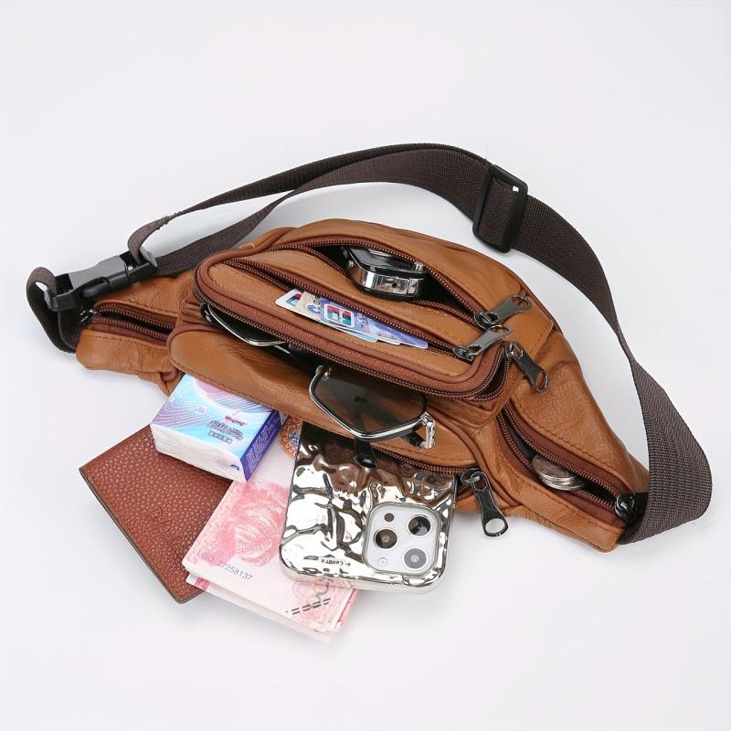 PU Leather Crossbody Chest Bag for Travel Hiking