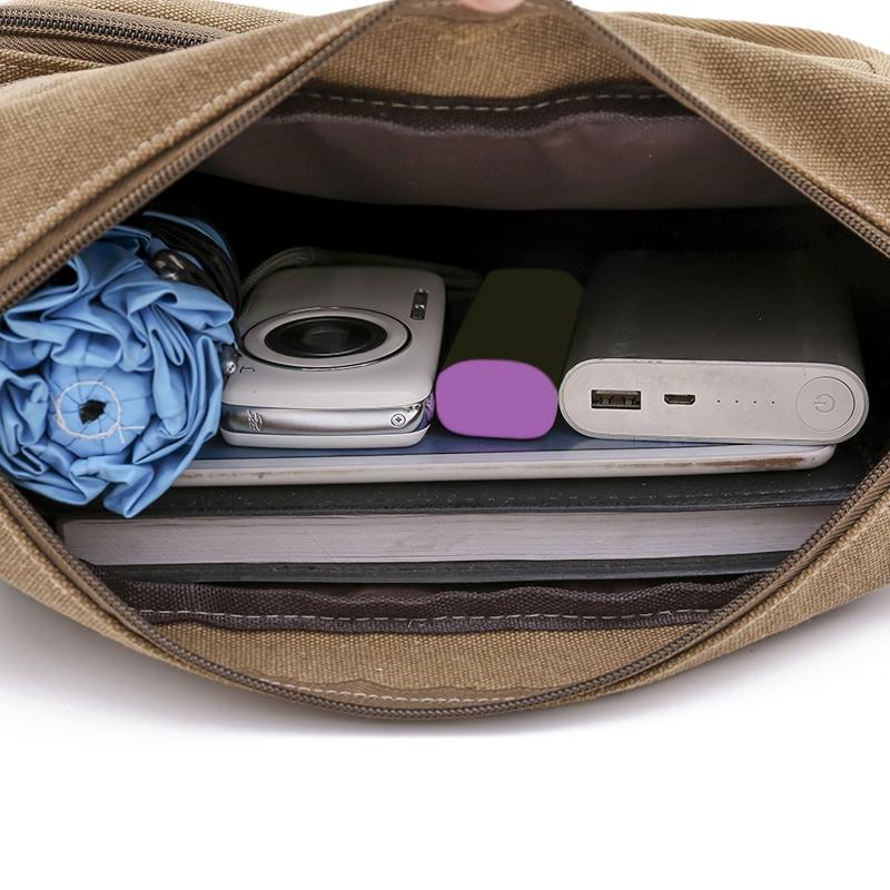 Men's Canvas Shoulder Bag Large Capacity Travel Messenger Bag