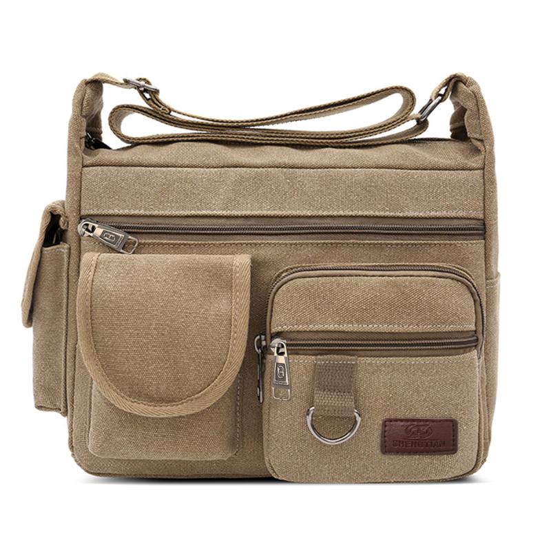 Men's Canvas Shoulder Bag Large Capacity Travel Messenger Bag