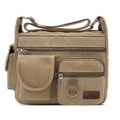 Men's Canvas Shoulder Bag Large Capacity Travel Messenger Bag