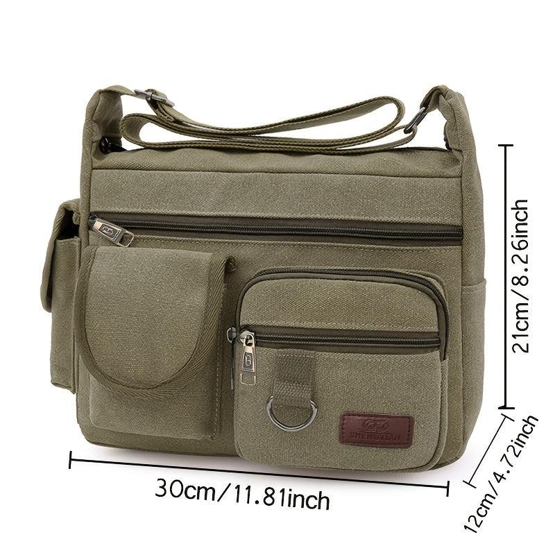 Men's Canvas Shoulder Bag Large Capacity Travel Messenger Bag