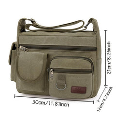 Men's Canvas Shoulder Bag Large Capacity Travel Messenger Bag
