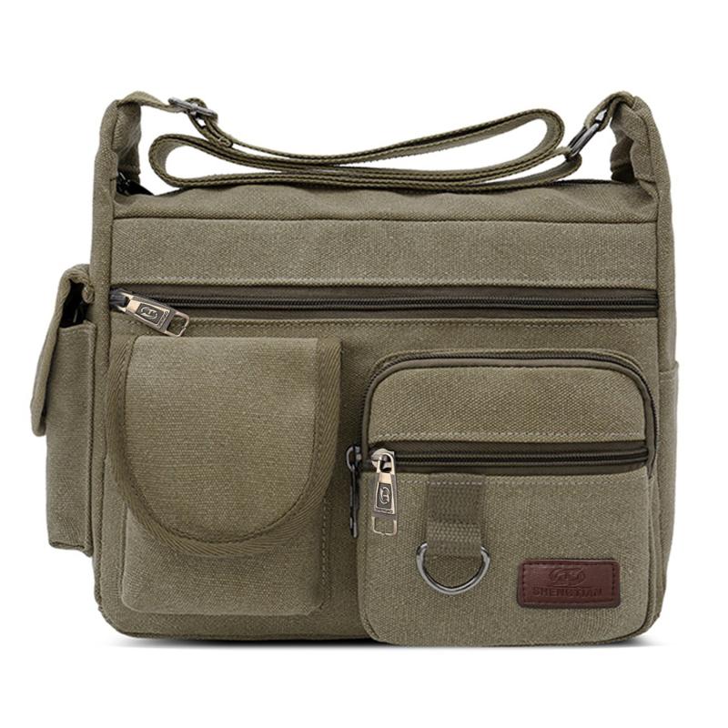 Men's Canvas Shoulder Bag Large Capacity Travel Messenger Bag