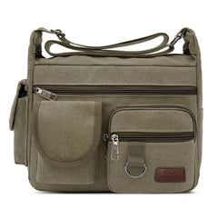Men's Canvas Shoulder Bag Large Capacity Travel Messenger Bag