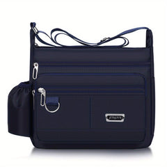Men's Large Capacity Messenger Bag with Water Bottle Holder