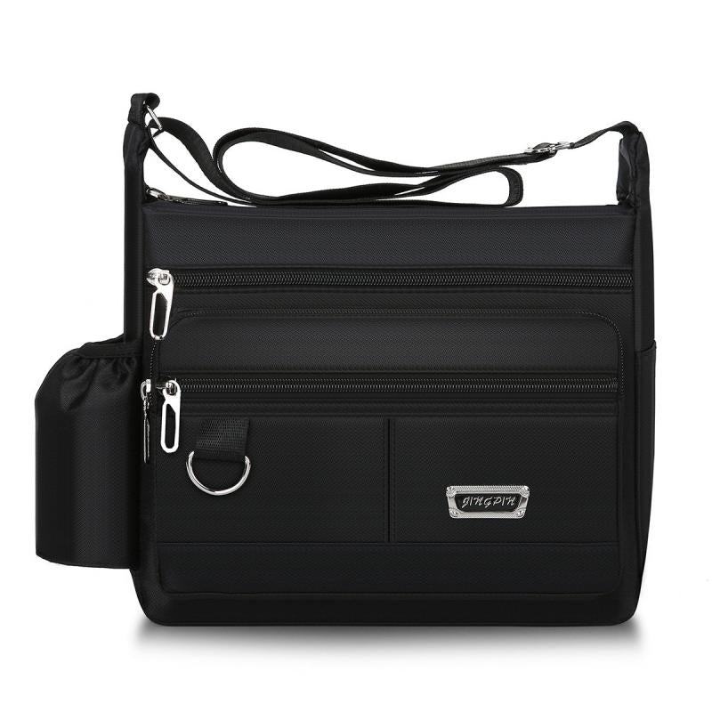 Men's Large Capacity Messenger Bag with Water Bottle Holder