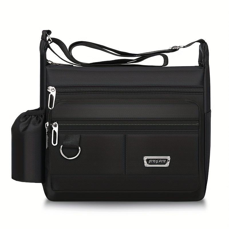 Men's Large Capacity Messenger Bag with Water Bottle Holder