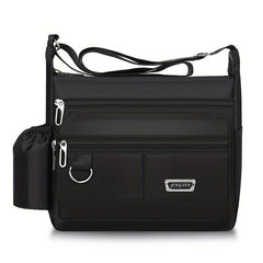 Men's Large Capacity Messenger Bag with Water Bottle Holder