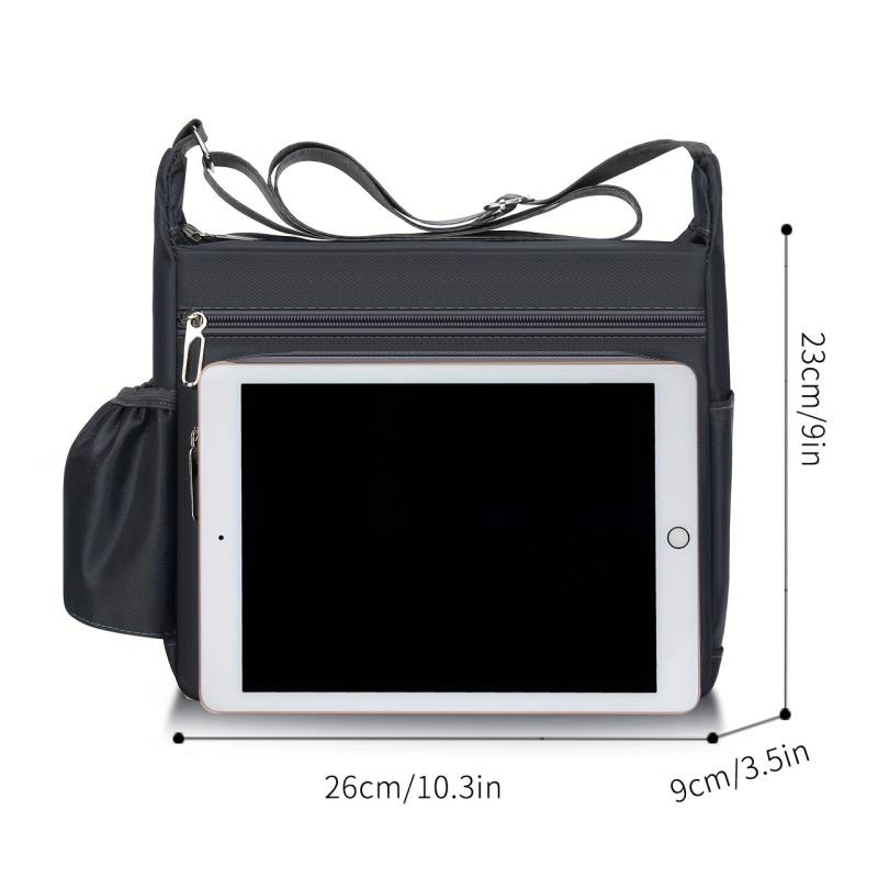 Men's Large Capacity Messenger Bag with Water Bottle Holder