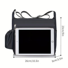 Men's Large Capacity Messenger Bag with Water Bottle Holder