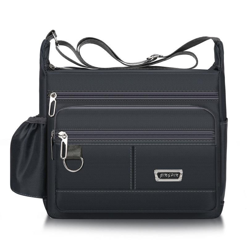 Men's Large Capacity Messenger Bag with Water Bottle Holder