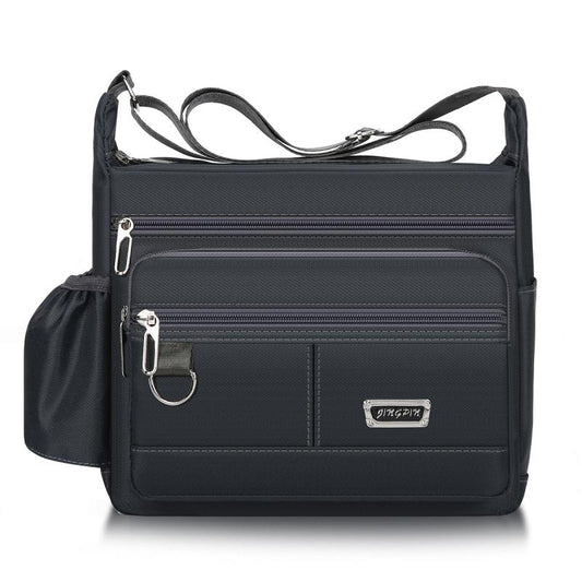 Men's Large Capacity Messenger Bag with Water Bottle Holder