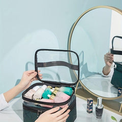 PU Rhombic Double layer Large PVC Cosmetic Storage Bag