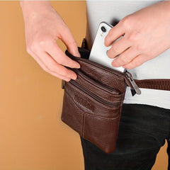 Men's Top Cowhide Waist Bag Business Casual Crossbody