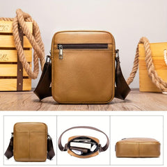 Men's Leather Crossbody Bag Vintage Messenger Bag