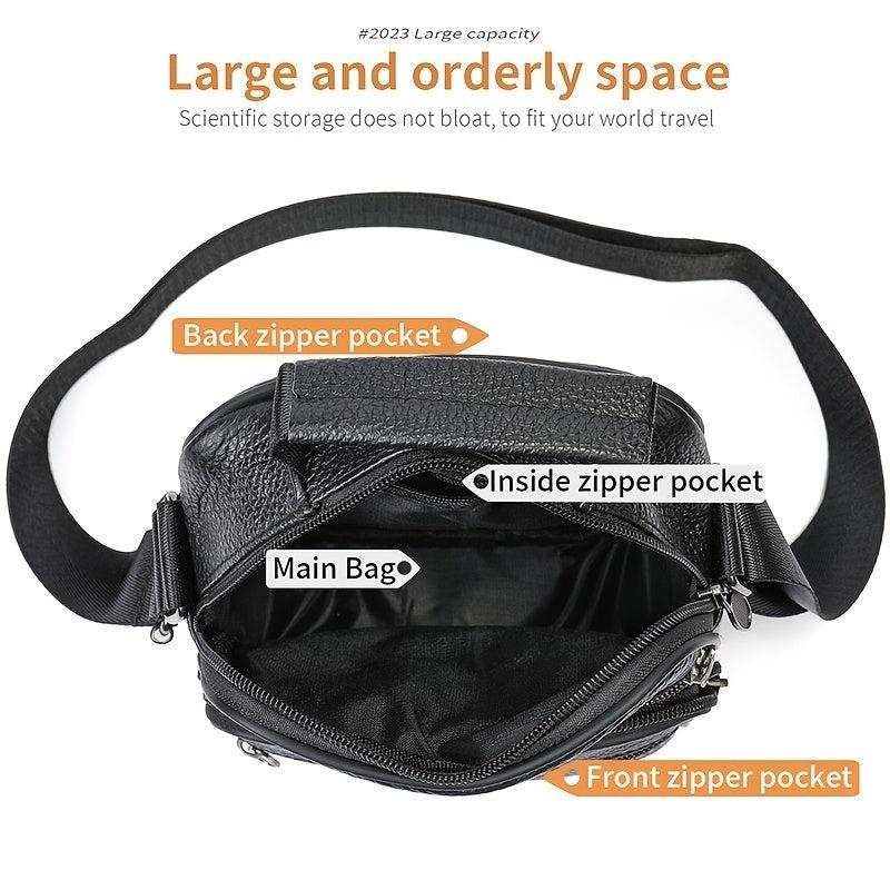 Men's Leather Shoulder Bag Male Messenger Bag Vertical Crossbody Briefcase
