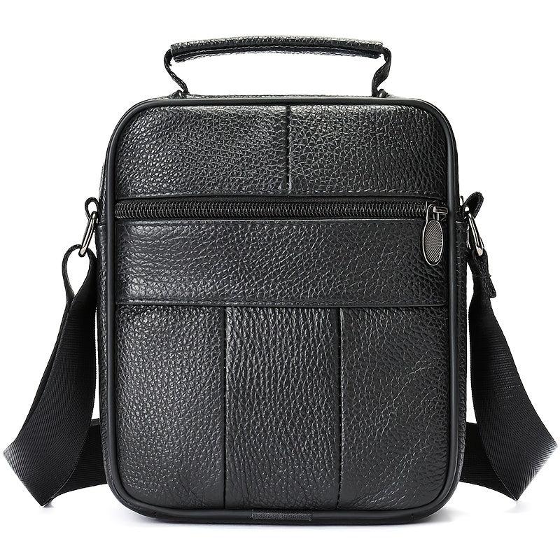Men's Leather Shoulder Bag Male Messenger Bag Vertical Crossbody Briefcase