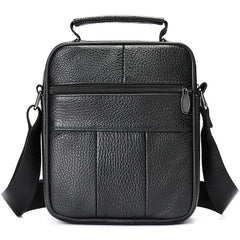 Men's Leather Shoulder Bag Male Messenger Bag Vertical Crossbody Briefcase