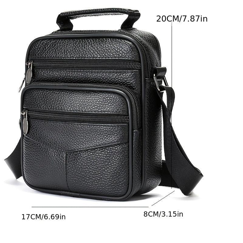 Men's Leather Shoulder Bag Male Messenger Bag Vertical Crossbody Briefcase