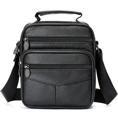 Men's Leather Shoulder Bag Male Messenger Bag Vertical Crossbody Briefcase