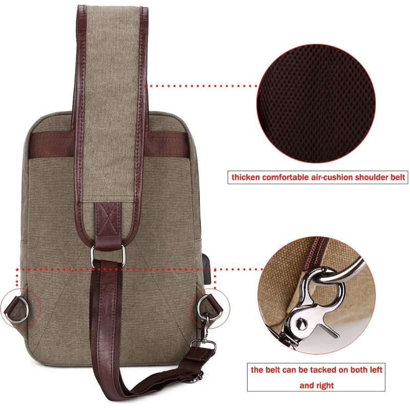 Casual Men's Chest Bag Retro Large Capacity Waterproof Canvas Shoulder Bag