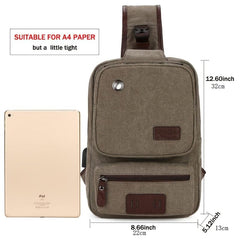 Casual Men's Chest Bag Retro Large Capacity Waterproof Canvas Shoulder Bag