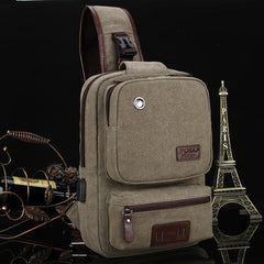 Casual Men's Chest Bag Retro Large Capacity Waterproof Canvas Shoulder Bag