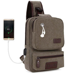 Casual Men's Chest Bag Retro Large Capacity Waterproof Canvas Shoulder Bag
