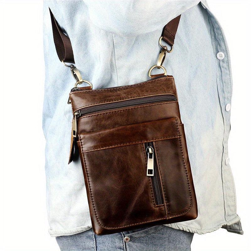 Vintage Leather Messenger Bag Crossbody Shoulder Bag