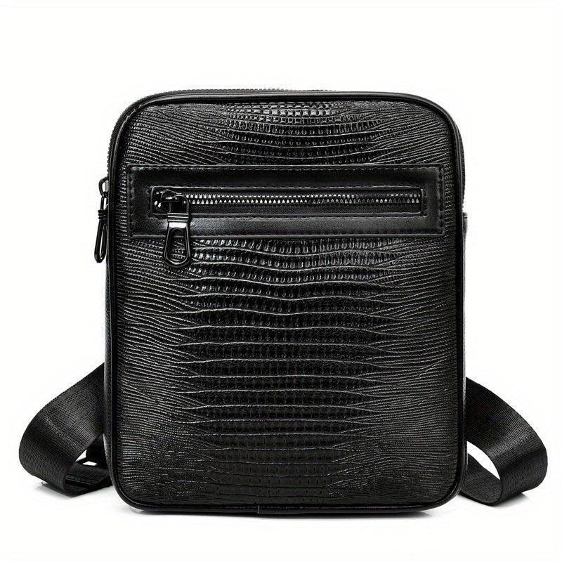 Men's Crocodile Pattern Shoulder Bag Small Square Crossbody