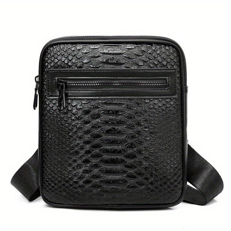 Men's Crocodile Pattern Shoulder Bag Small Square Crossbody